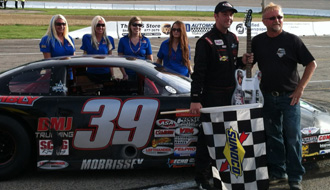 Andrew Morrissey wins his first career ASA Midwest Tour race at MadisonInternational Speedway on May 12, 2012 using Bassett 15x10 Wide-5 Armor Edge Wheels.