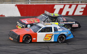 Chuck Barnes Sr wins 2011 Polar Bear 150 at Rockingham Speedway using Bassett 15x8 D-hole Lightweight Wheels.